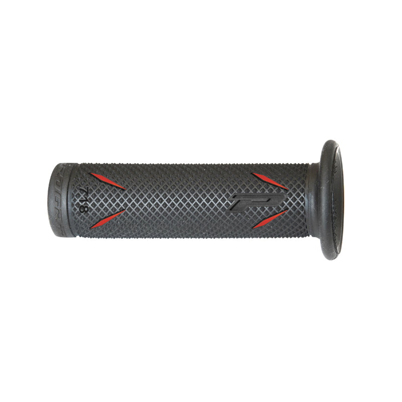 REVETEMENT POIGNEE PROGRIP MOTO ON ROAD 718 DOUBLE DENSITE NOIR-ROUGE OPEN END 122mm (PAIRE)