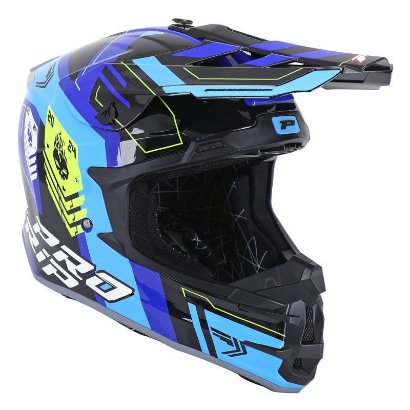 CASQUE CROSS ADULTE PROGRIP 3080 SPIRITS BLEU-NOIR    XS (ECE 22.06)