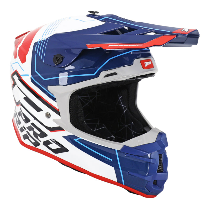 CASQUE CROSS ADULTE PROGRIP 3080 ADVENTURE BLANC-BLEU-ROUGE    XS (ECE 22.06)