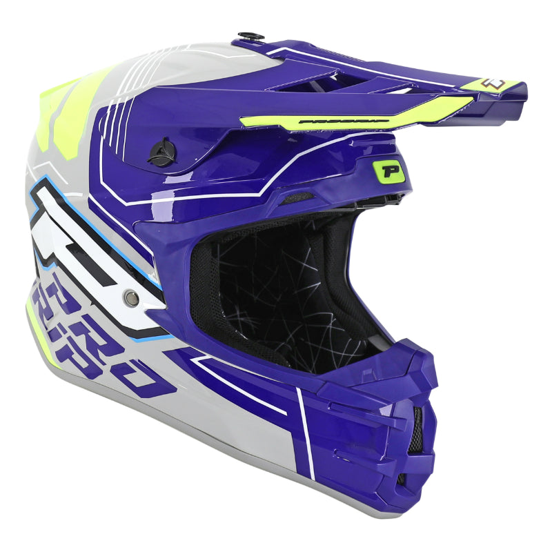 CASQUE CROSS ADULTE PROGRIP 3080 ADVENTURE GRIS-BLEU-JAUNE FLUO    XS (ECE 22.06)