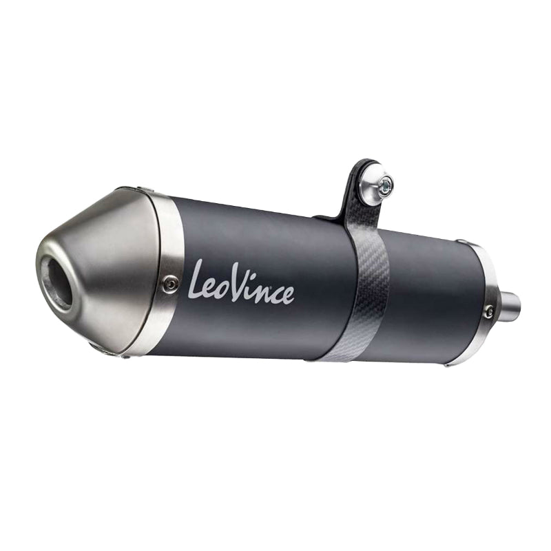 SILENCIEUX 50 A BOITE LEOVINCE X-FIGHT INOX NOIR POUR BETA 50 RR EURO 5 2023+ VENDU SANS LE COLLECTEUR (PASSAGE HAUT A DROITE) (REF 17008B) (HOMOLOGUE CE)