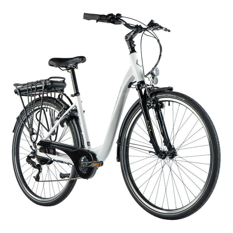 VELO ELECTRIQUE-VAE CITY 28 LEADER FOX PARK 2024 MIXTE BLANC BRILLANT 7V MOTEUR ROUE AR BAFANG 36V 45Nm BATTERIE 15Ah (20'' - H52cm - TAILLE L - POUR ADULTE DE 178cm à 185cm)