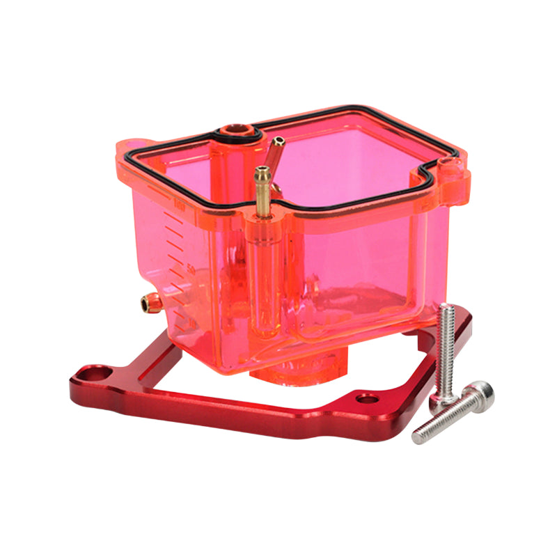 CUVE DE CARBURATEUR VOCA TYPE PWK 19 à 30 mm TRANSPARENT ROUGE (INCLUS VIS ET REHAUSSEUR DE CUVE)