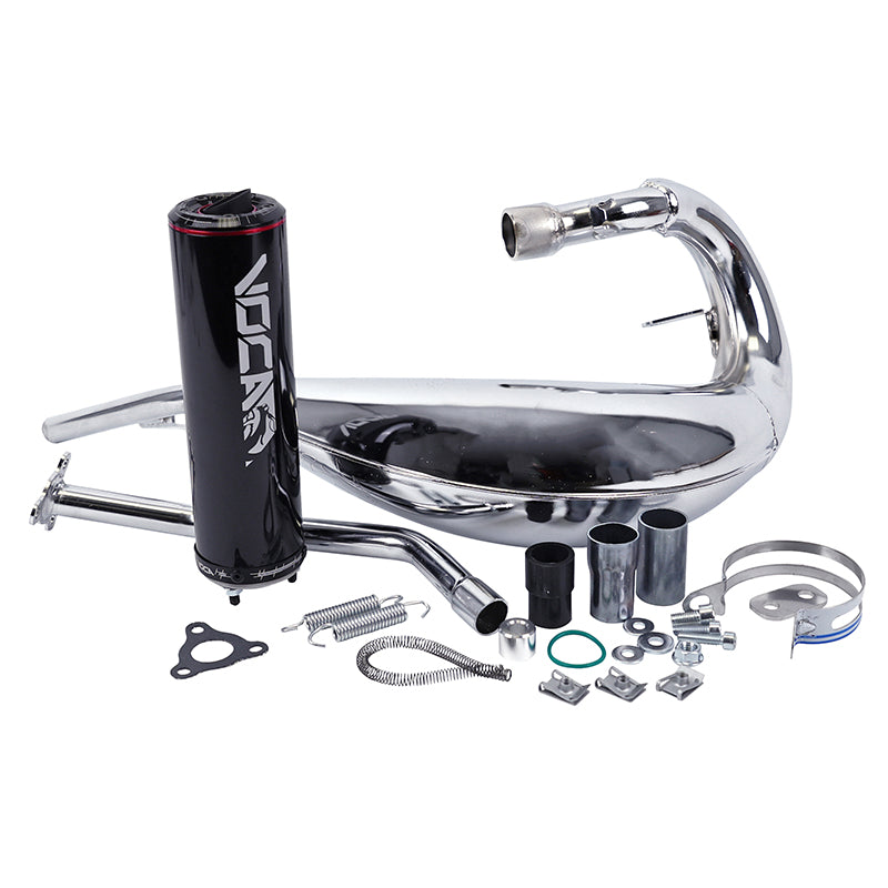 VOCA CROSS CHROMED 50 BOX EXHAUST FOR BETA 50 RR 2021+ (RIGHT UPPER PASSAGE - BLACK ALUMINUM SILENCER)