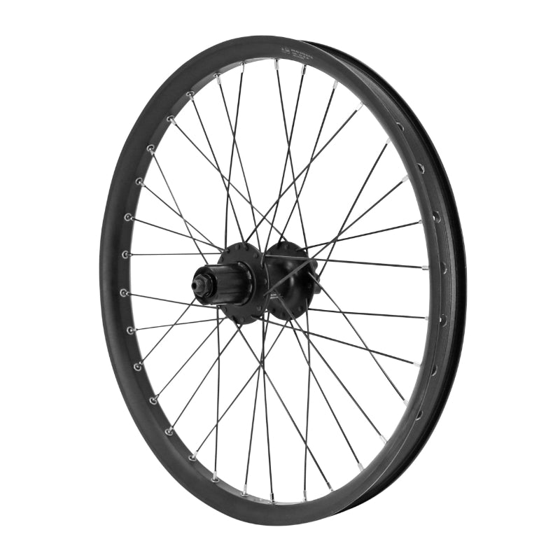 ROUE VTT DISQUE BLOCAGE 20" TRUCKY CARGO - VAE - E-BIKE - LONGTAIL ARRIERE NOIR DOUBLE PAROI DISQUE 6 TROUS CASSETTE 10-9-8V (RENFORCE) JANTE 30C 32 RAYONS DIAMETRE 2.3mm