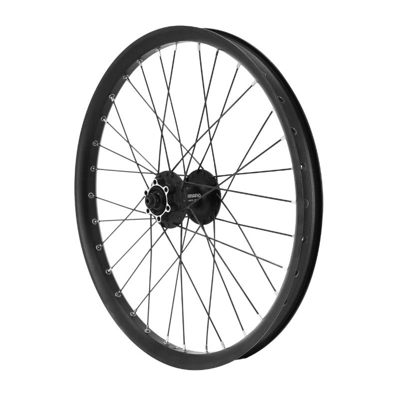 ROUE VTT DISQUE BLOCAGE 20" TRUCKY CARGO - VAE - E-BIKE - LONGTAIL AVANT NOIR DOUBLE PAROI DISQUE 6 TROUS (RENFORCE) JANTE 30C 32 RAYONS DIAMETRE 2.3mm