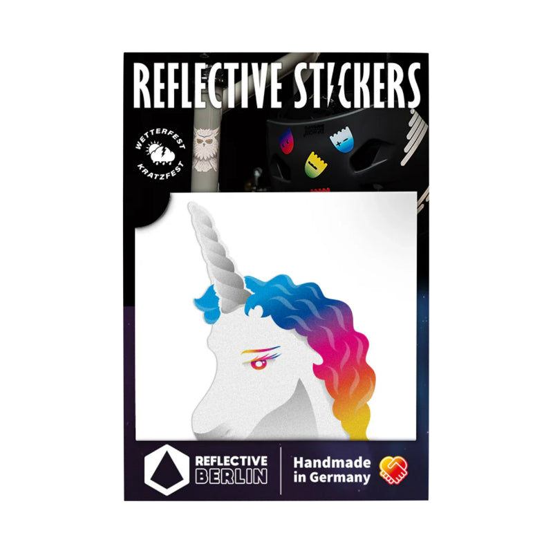 REFLECTERENDE REGENBOOG EENHOORN STICKER -REFLECTERENDE BERLIJN-