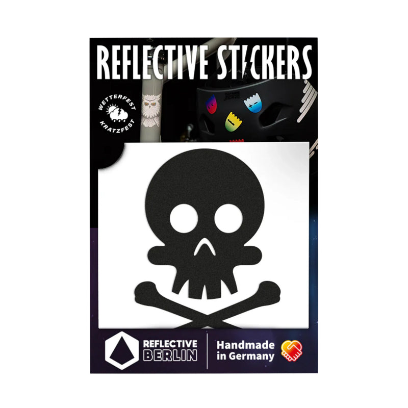 ZWARTE REFLECTERENDE SCHEDEL STICKER -REFLECTERENDE BERLIJN-