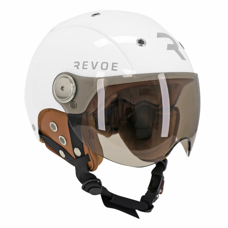 CASQUE VELO ADULTE REVOE PREMIUM URBAIN-CITY BLANC SKY TAILLE 57-58 VISIERE REGLABLE, PROTECTION OREILLE AMOVIBLE (VENDU EN BOITE) COMPATIBLE EBIKE ET TROTTINETTE - HOMOLOGATION EN1078+A1