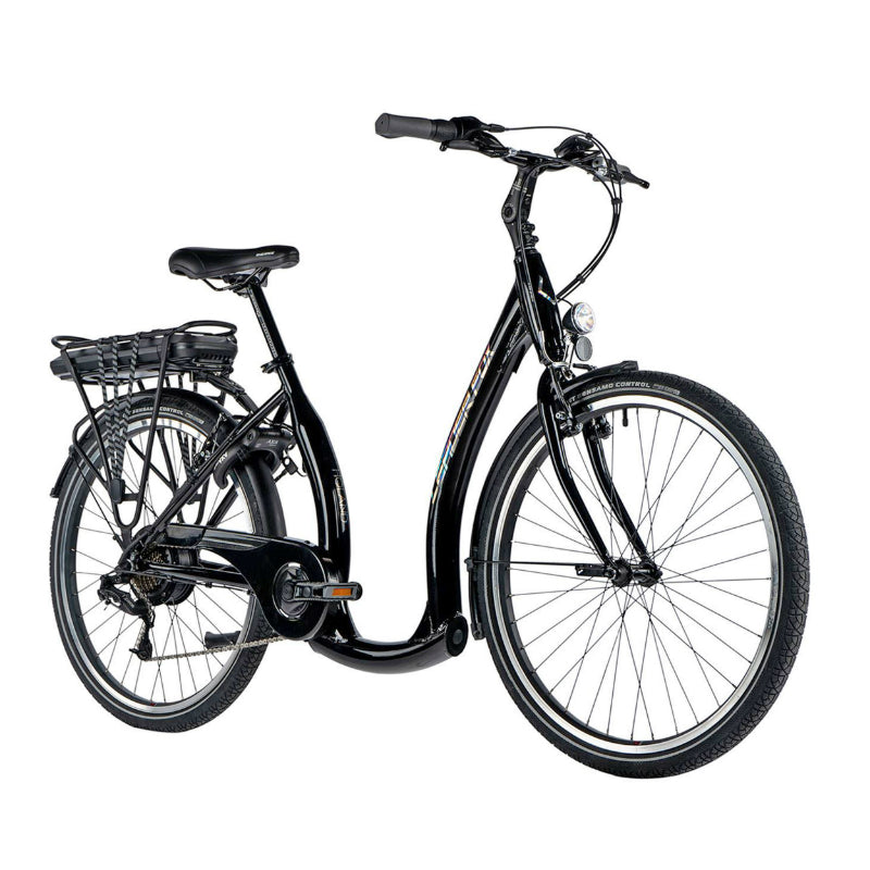 VELO ELECTRIQUE-VAE CITY 26 LEADER FOX HOLAND 2024 MIXTE NOIR 7V MOTEUR ROUE AR BAFANG 36V 45Nm BATTERIE 15Ah (17'' - H44cm - TAILLE M - POUR ADULTE DE 168cm à 178cm)