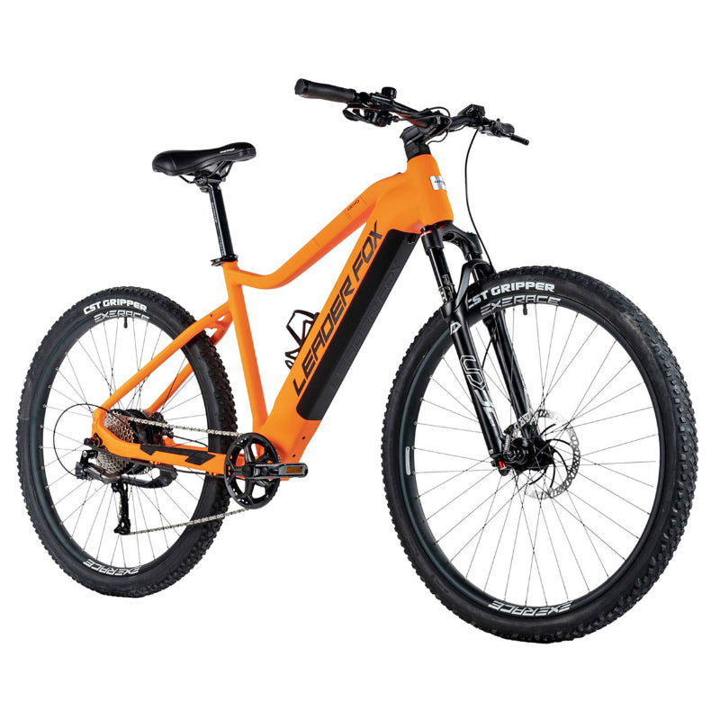 VELO ELECTRIQUE-VAE VTT 29 LEADER FOX ARIMO 2024 HOMME ORANGE FLUO MAT 9V MOTEUR ROUE AR BAFANG 36V 45Nm BATTERIE 20Ah (17,5'' - h45cm - TAILLE M - POUR ADULTE DE 168cm à 178cm)