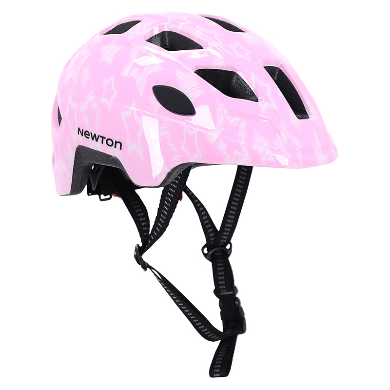 NEWTON STARS PINK IN MOLD CHILDREN'S BICYCLE HELMET WITH LOCK SIZE 48-52 (SOLD IN BOX)