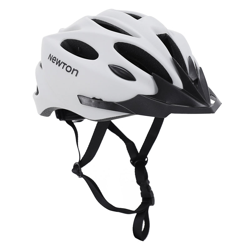 NEWTON ADULT ROAD-MTB SPORT LIGHT GREY MAT IN-MOLD BICYCLE HELMET SIZE 55-58 WITH VISOR AND LOCK (SOLD IN BOX)