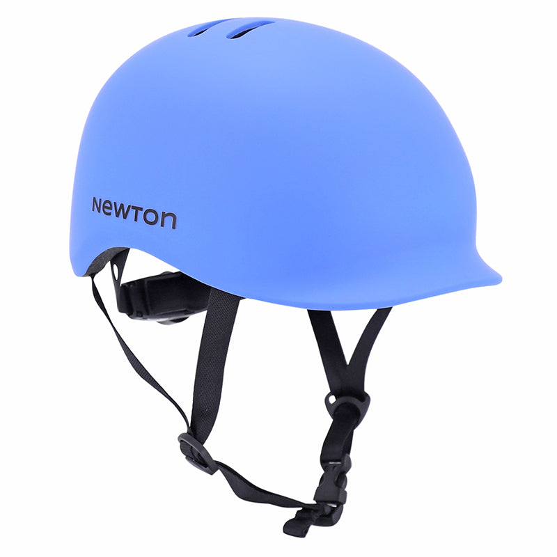 CASQUE VELO ADULTE NEWTON CITY URBAN BLEU MAT IN-MOLD AVEC VISIERE ET LOCK TAILLE 58-61 (VENDU EN BOITE) ECLAIRAGE INTEGRE SUR MOLETTE REGLAGE