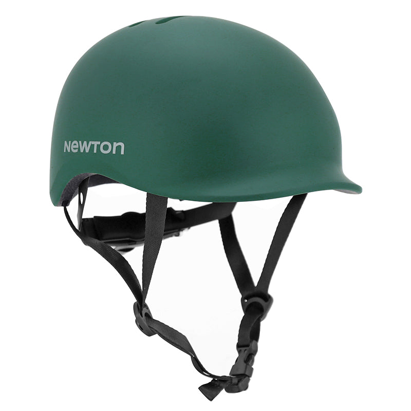 NEWTON CITY URBAN ADULT CYCLING HELMET MATTE GREEN IN-MOLD WITH VISOR AND LOCK SIZE 58-61 (SOLD IN BOX) INTEGRATED LIGHTING ON ADJUSTMENT WHEEL