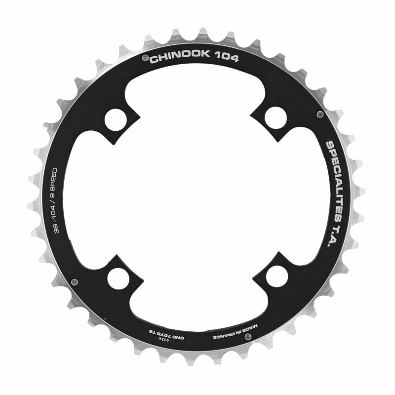 PLATEAU VTT 4BRA D.104 TA CHINOOK TRIPLE 38DTS MILIEU NOIR ALU 8-9V.