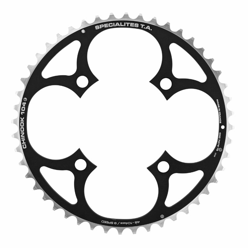 PLATEAU VTT 4BRA D.104 TA CHINOOK TRIPLE 48DTS EXTERIEUR NOIR ALU POUR SHIMANO - SRAM - RACE FACE - FSA 8-9V.