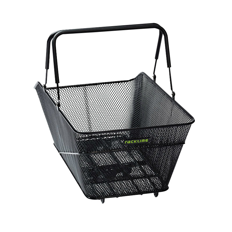 PANIER ARRIERE FIL ACIER RACKTIME BASK IT TRUNK LARGE 28L NOIR AVEC ANSE SUR PORTE BAGAGE (51x31x25,5 cm) - COMPATIBLE SYSTEME RACKTIME SNAPIT 2.0 (CHARGE MAX 10kg)