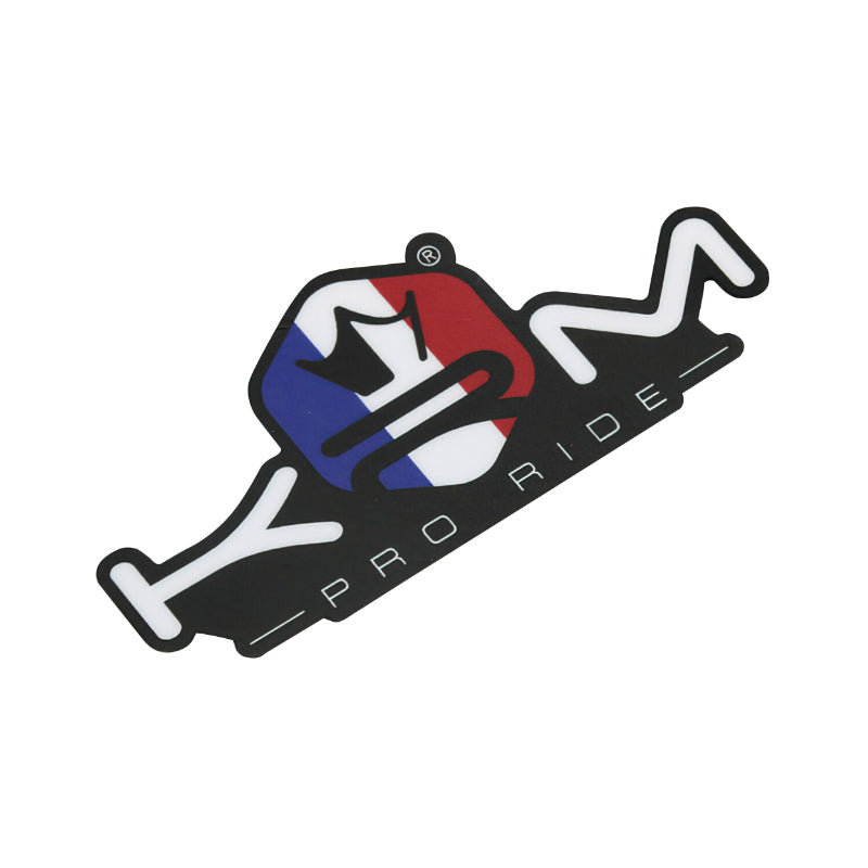 AUTOCOLLANT-STICKER KRM PRO RIDE 80x40 mm BLEU, BLANC, ROUGE (VENDU A L'UNITE)