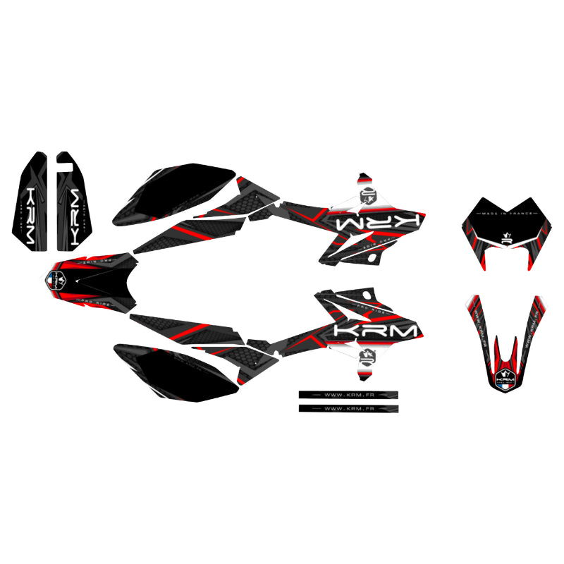 KIT DECO AUTOCOLLANT-STICKER 50 A BOITE KRM PRO RIDE POUR BETA 50 RR 2011+2020 NOIR-ROUGE (COMPLET)