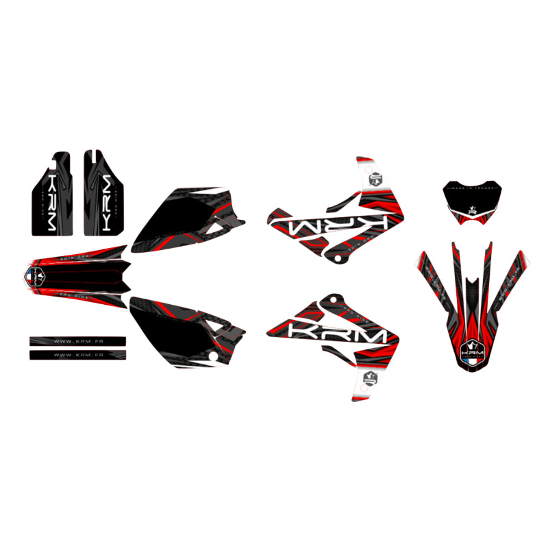 DECORATIEVE KIT STICKER-50 A KRM PRO RIDE BOX VOOR RIEJU 50 MRT 2009+2021 ZWART-ROOD (COMPLEET)