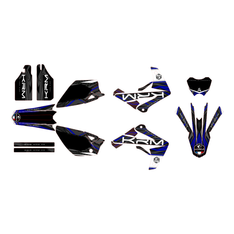 KIT DECO AUTOCOLLANT-STICKER 50 A BOITE KRM PRO RIDE POUR RIEJU 50 MRT 2009+2021 NOIR-BLEU (COMPLET)