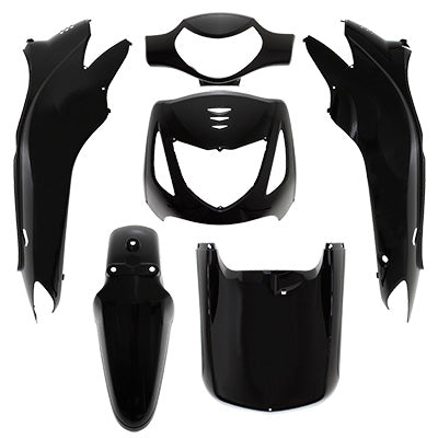 CARROSSERIE-CARENAGE MAXISCOOTER ADAPTABLE HONDA 125 SH 2001+ NOIR BRILLANT (KIT 6 PIECES)  -P2R-