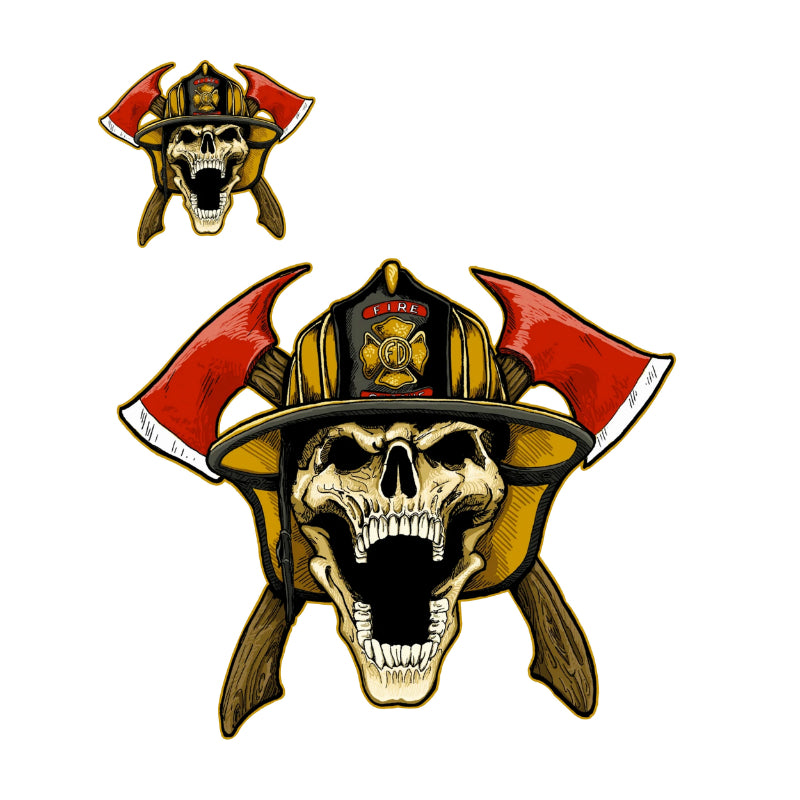 STICKER-STICKER LETHAL THREAT MINI FIRE FIGHTER SKULL (60x80mm)