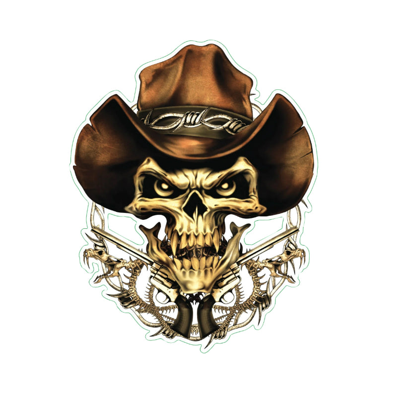 AUTOCOLLANT-STICKER LETHAL THREAT MINI COWBOY SKULL (60x80mm)