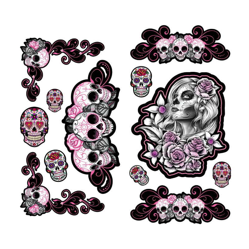 AUTOCOLLANT-STICKER LETHAL THREAT SUGAR SKULL SERIES (PLANCHE) (300x150mm)