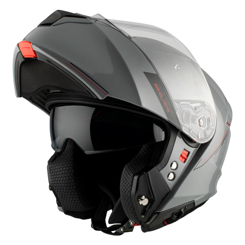 CASQUE MODULABLE MT GENESIS SV DOUBLE ECRANS UNI GRIS BRILLANT    XS (ECE 22.06 P-J)