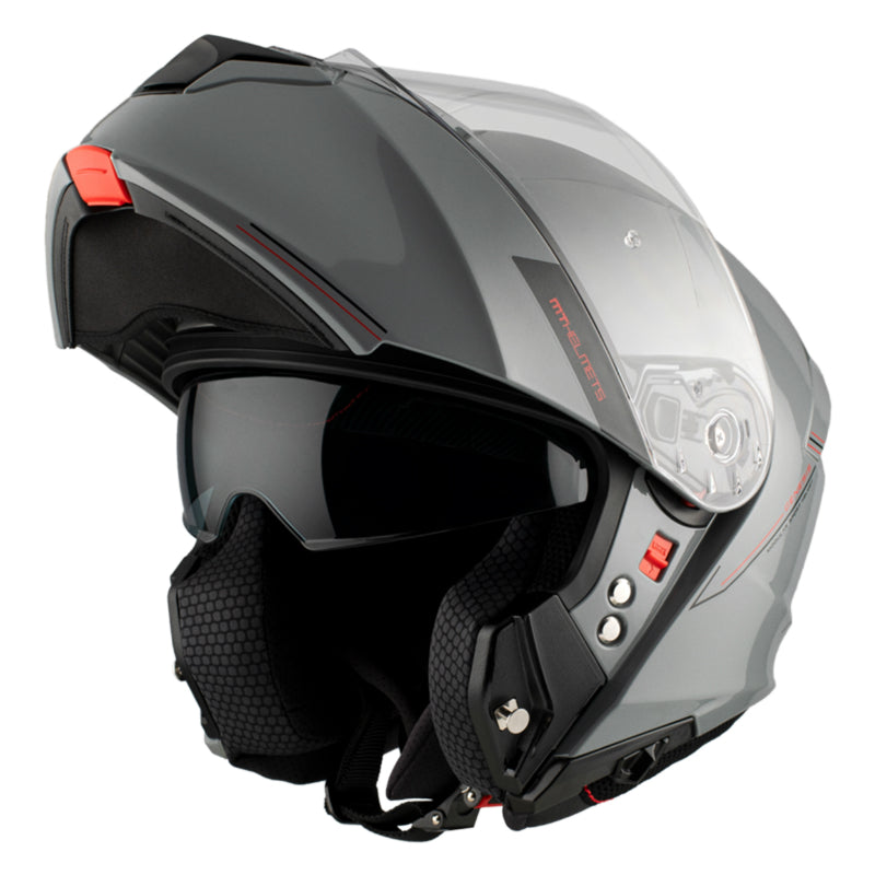 CASQUE MODULABLE MT GENESIS SV DOUBLE ECRANS UNI GRIS BRILLANT   S (ECE 22.06 P-J)