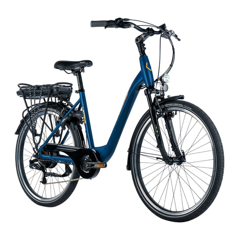 ELEKTRISCHE FIETS-VAE CITY 26 LEADER FOX LATONA 2024 GEMENGD MAT NACHTBLAUW 7V MOTOR BAFANG ACHTERWIEL 36V 45Nm 15Ah BATTERIJ (16.5'' - H43cm - MAAT S - VOOR VOLWASSENEN VAN 158cm tot 168cm)