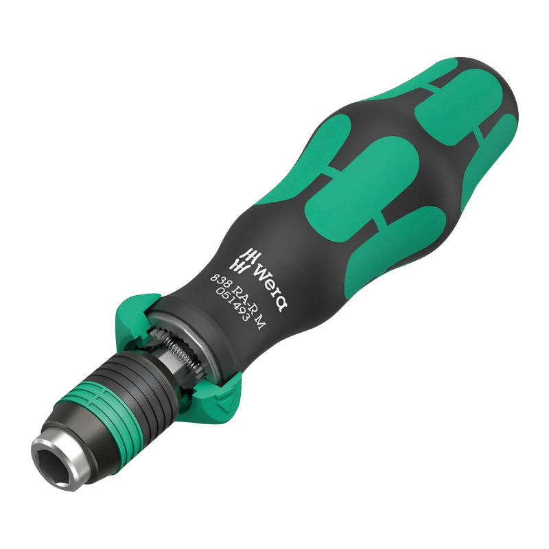 WERA 838 RA-R M 1-4 BLACK-GREEN BIT HOLDER SCREWDRIVER WITH RAPIDAPTOR BIT HOLDER (RATCHET FUNCTION) (SOLD INDIVIDUALLY) -GERMAN BRAND FOR WORKSHOPS-