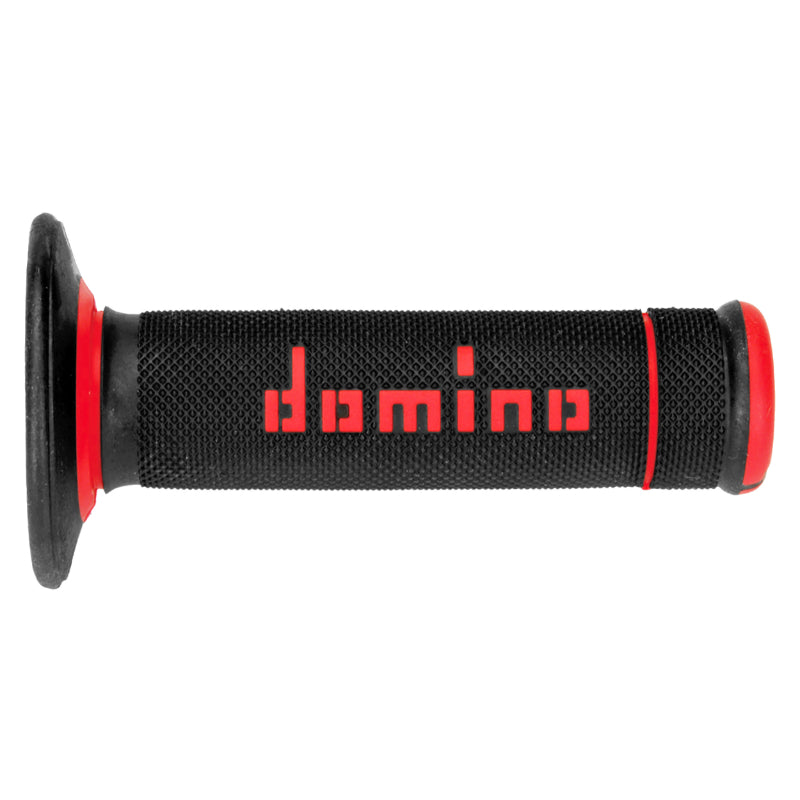 REVETEMENT POIGNEE DOMINO MOTO OFF ROAD A190 NOIR-ROUGE CLOSED END 120-123mm (PAIRE)