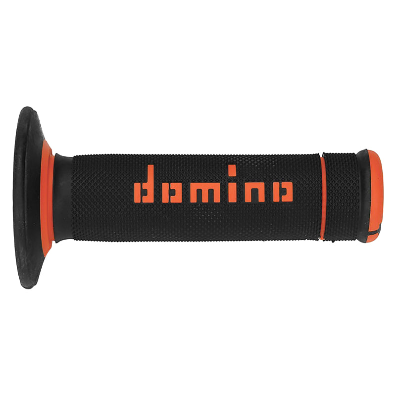 REVETEMENT POIGNEE DOMINO MOTO OFF ROAD A190 NOIR-ORANGE CLOSED END 120-123mm (PAIRE)