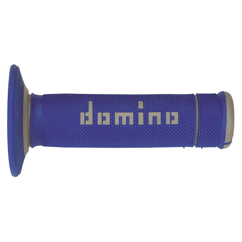 REVETEMENT POIGNEE DOMINO MOTO OFF ROAD A190 BLEU-GRIS CLOSED END 120-123mm (PAIRE)