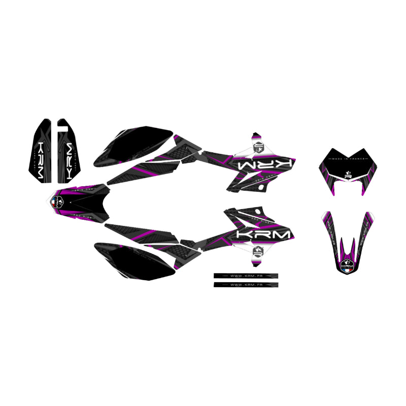 KIT DECO AUTOCOLLANT-STICKER 50 A BOITE KRM PRO RIDE POUR BETA 50 RR 2011+2020 NOIR-VIOLET (COMPLET)