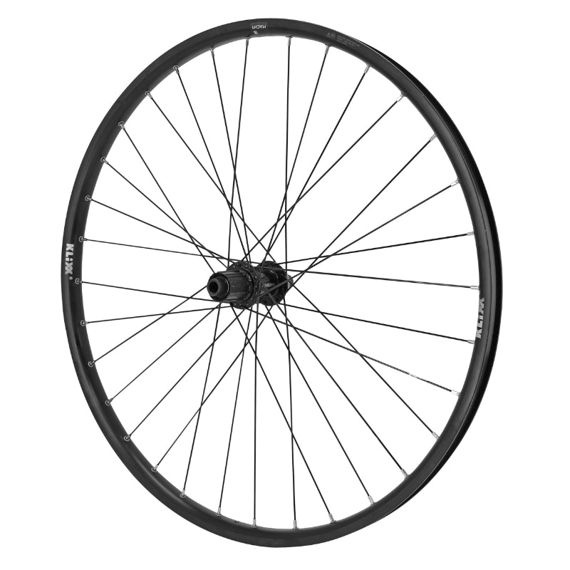 ROUE VTT DISQUE 27.5" KLIXX TUBELESS READY ARRIERE NOIR MOYEU SHIMANO MT400 11-10-9V CENTERLOCK AXE TRAVERSANT 12-142 RAYONS NOIRS