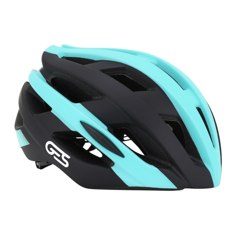 CASQUE VELO ADULTE GES ICON-12 ROUTE NOIR-VERT CELESTE IN-MOLD TAILLE 54-58 FIT-SYSTEM (VENDU EN BOITE) - 21 AERATIONS (OFFRE SPECIALE)