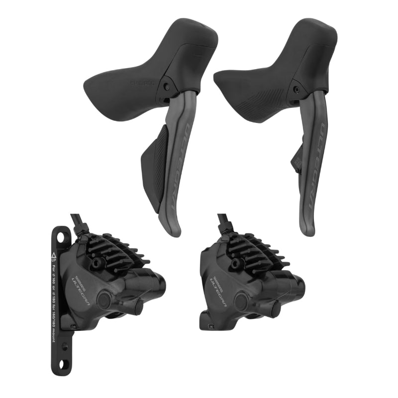 FREIN A DISQUE ROUTE HYDRAULIQUE SHIMANO ULTEGRA KIT AVANT+ ARRIERE 12V. R8170 DOUBLE NOIR (LEVIER-MANETTE AVEC ETRIER BR-R8170+DURITE ASSEMBLE 1700mm-1000mm)