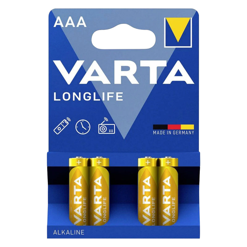 LR03 1,5V VARTA ALKALINE BATTERIJ LONGLIFE LR03 - AAA (VERKOCHT PER 4)