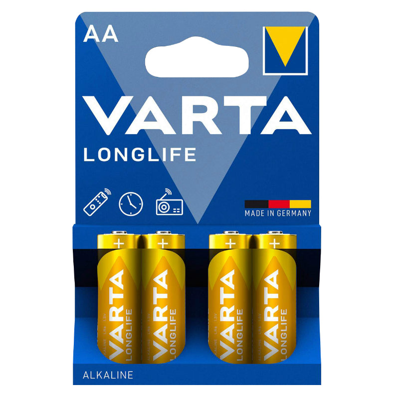 LR06 1,5V VARTA ALKALINE AA-BATTERIJ MET LANGE LEVENSDUUR (VERKOCHT PER 4)