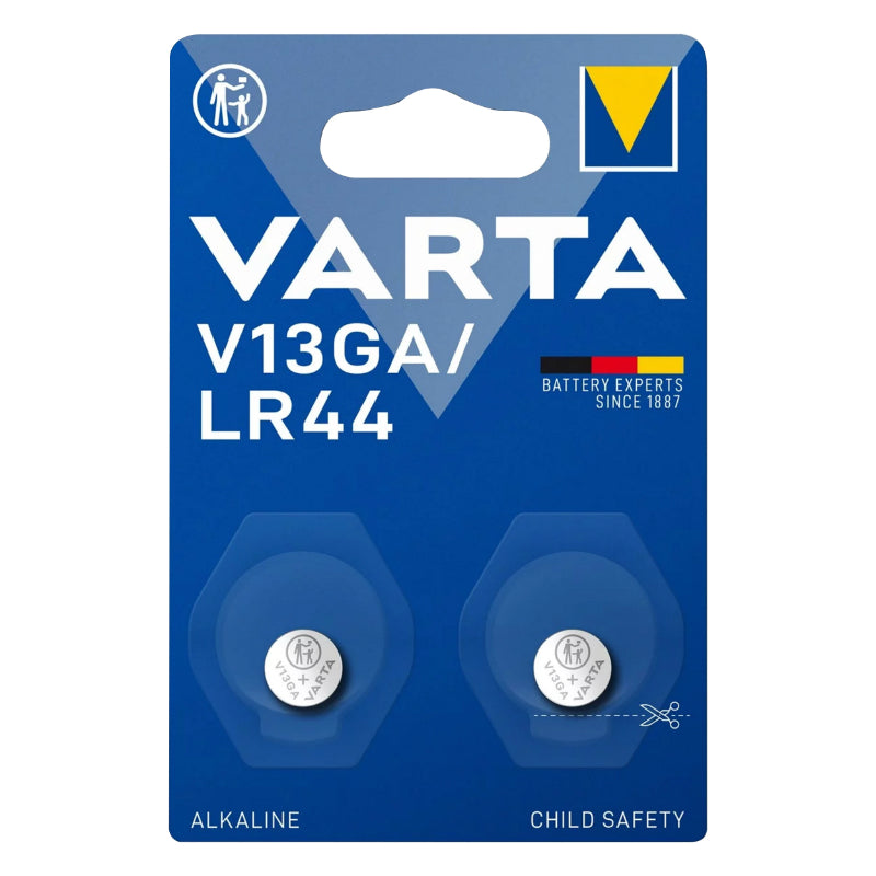 KNOOPBATTERIJ LR44, V13GA VARTA ALKALINE 1,5V (VERKOCHT PER 2)