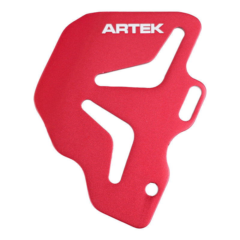 PLATINE DE PROTECTION MAITRE CYLINDRE FREIN ARRIERE 50 A BOITE ARTEK UNIVERSEL 40-50 mm ENTRAXE ALU CNC ROUGE