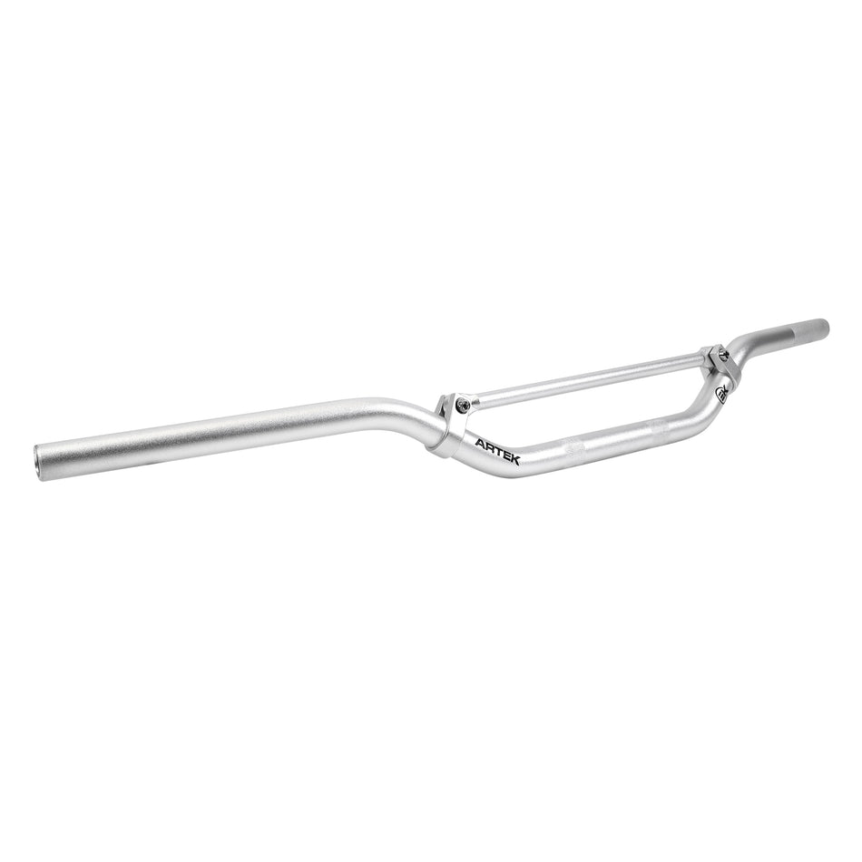 HANDLEBAR 50 WITH ARTEK BOX FOR BETA 50 RR-RIEJU 50 MRT-SHERCO 50 SM-R, SE-R-GILERA 50 SMT, RCR-DERBI 50 SENDA DIAM 22.2 mm LENGTH 800 mm HEIGHT 72 mm SILVER STEEL