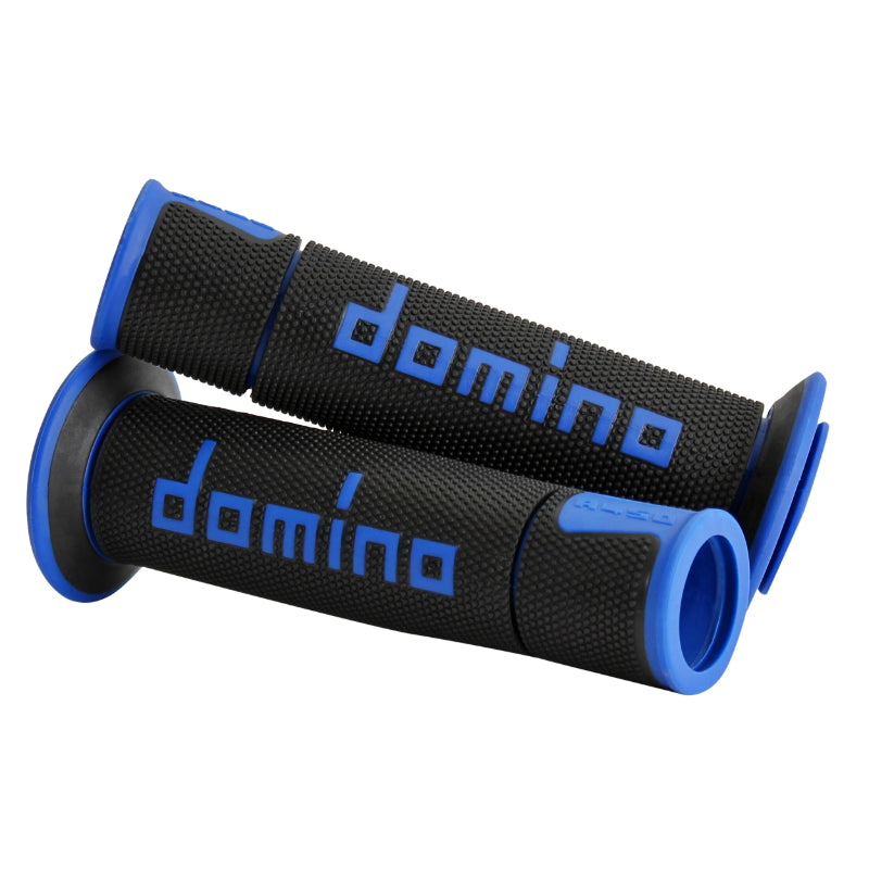 DOMINO MOTO ON ROAD A450 BLACK-BLUE OPEN END HANDLE COVERING 120-125mm (PAIR)