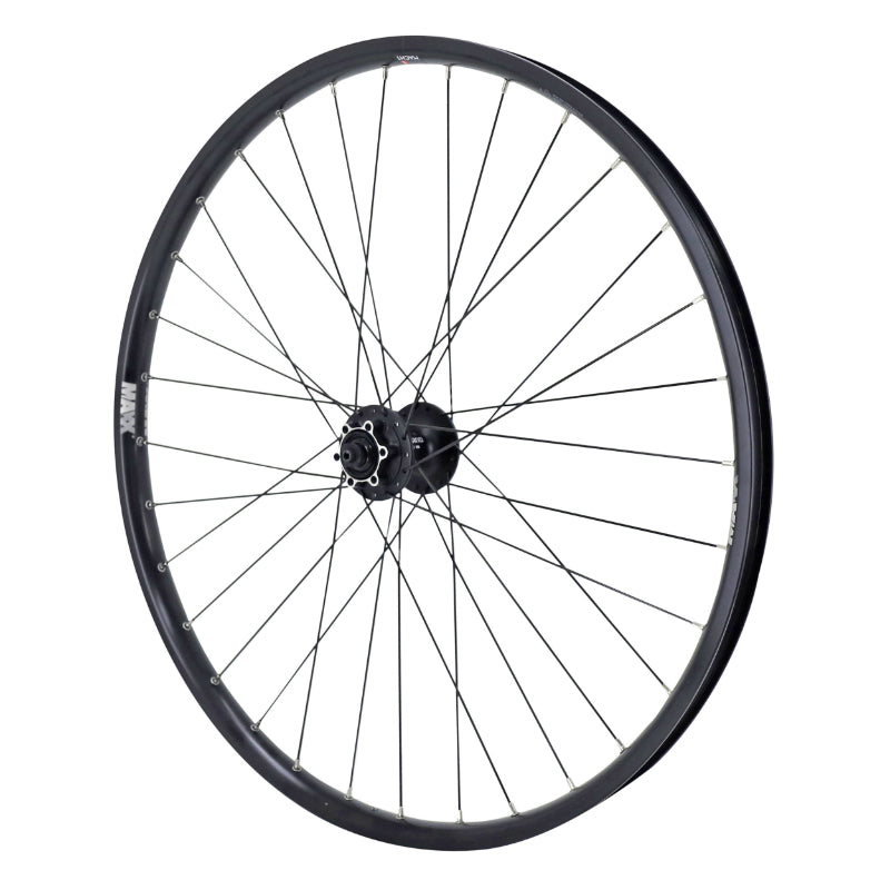 ROUE VTT DISQUE BLOCAGE 27.5" MAXX 25 TUBELESS READY AVANT NOIR MOYEU SHIMANO M475 DISQUE 6 TROUS DISQUE COMPATIBLE VAE - ALL TERRAIN - JANTE 25C 32 RAYONS