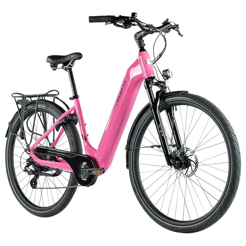 ELEKTRISCHE FIETS-VAE CITY 28 LEADER FOX NARA 2023 GEMENGD ROZE 7V MOTOR ACHTERWIEL BAFANG 36V 45Nm BATTERIJ 15Ah (16.5'' - H43cm - MAAT S - VOOR VOLWASSENEN VAN 158cm tot 168cm)