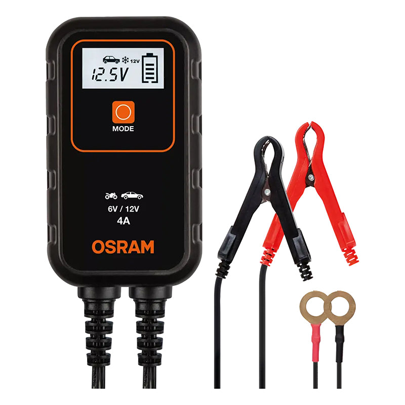 OSRAM BATTERY CHARGE 904 AUTOMATIC 6-12V BATTERY CHARGER AND MAINTAINER (SUITABLE FOR ALL CONVENTIONAL, MAINTENANCE-FREE, LITHIUM, AGM AND GEL BATTERIES UP TO 90Ah)